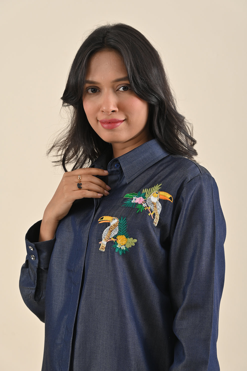 Denim Dazzle Motif Shirt