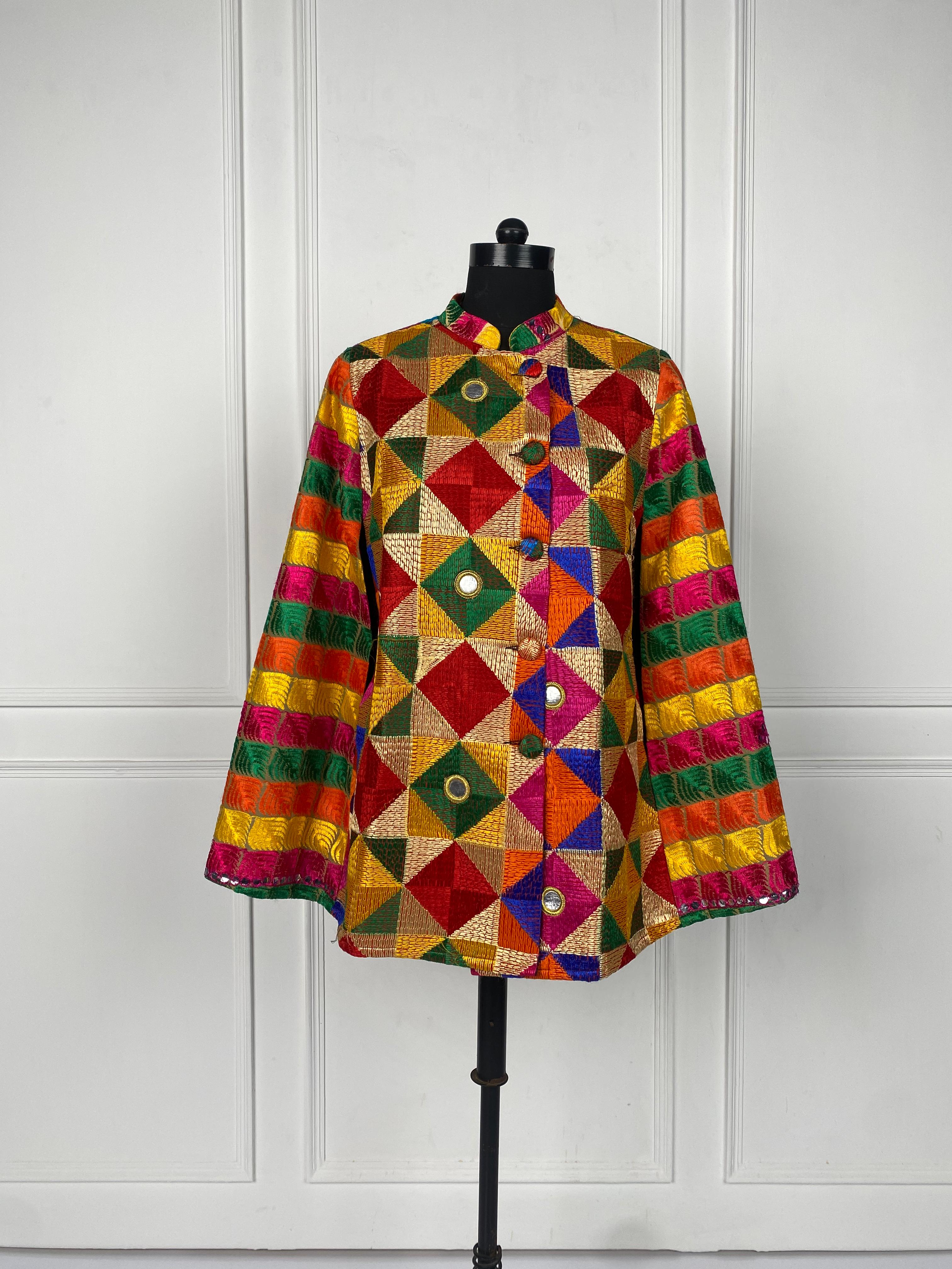 Winter Warm Phulkari Cape